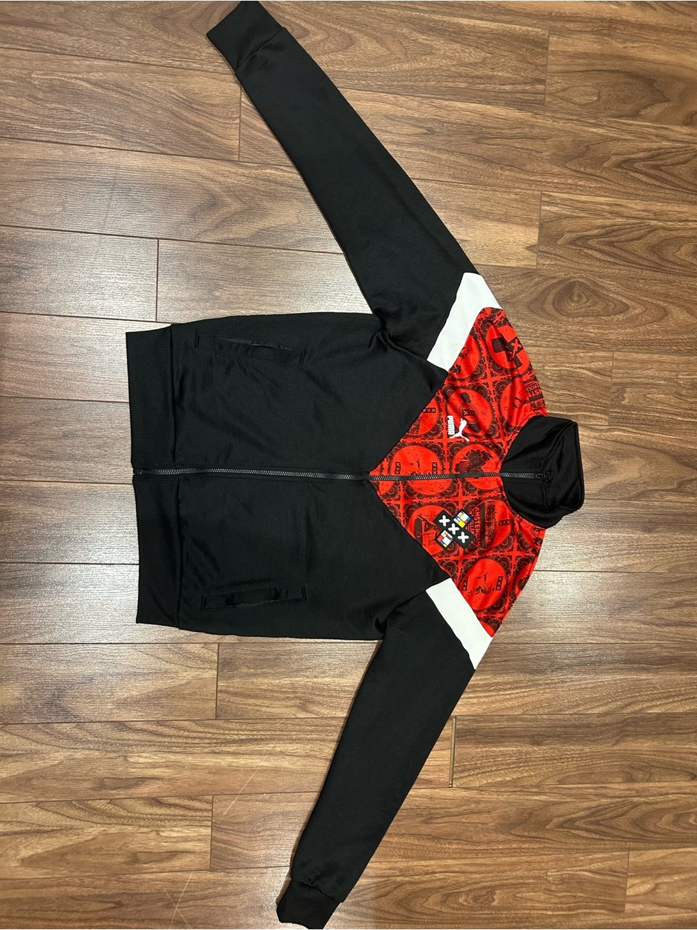 Puma Black and Red Full-Zip Men's Athletic Jacket